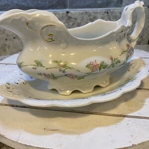 Vintage Johnson Bros The Regent Footed Gravy Dish With Drip Plate